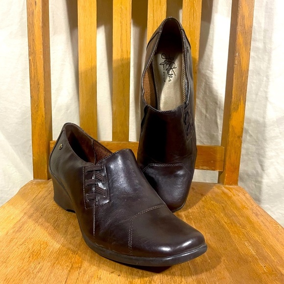 Women's Life Stride Brown Oxford Slide Walking Work Comfort Shoe Size 11M - Picture 1 of 9